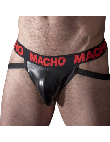 JOCKSTRAP CUIR NOIR/ROUGE MX25RC