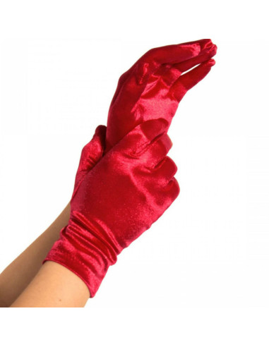 GANTS SATIN ROUGE