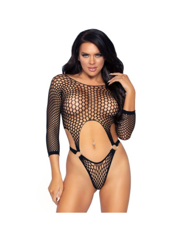 LEG AVENUE - TOP BODY AVEC THONG DOS TAILLE UNIQUE - NOIR