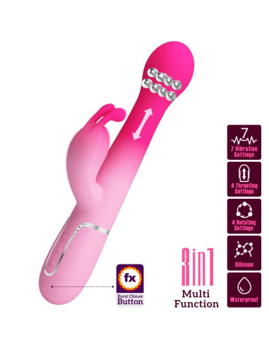 PRETTY LOVE - VIBRATEUR LAPIN MULTIFONCTION 3 EN 1 DEJON ROSE