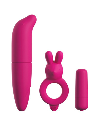 KIT POUR COUPLES AVEC ANNEAU, VIBRO ET STIMULATEUR ROSE